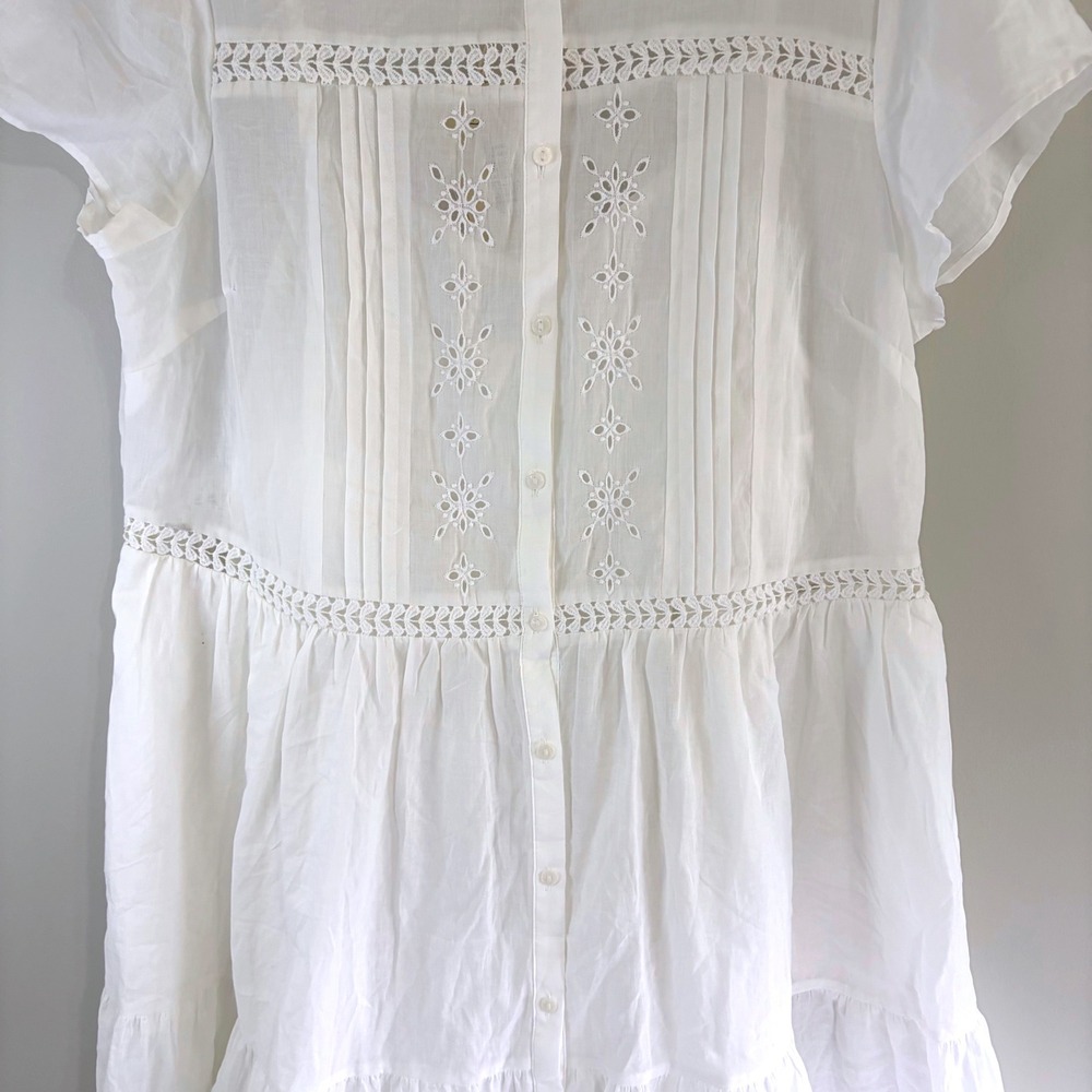 Universal Thread White Boho Eyelet Cotton Maxi Dress Large Cottagecore Tiered - Picture 4 of 9